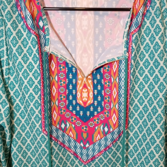 Urban Coco | Classic Bohemian Turquoise Print Dress XL - Picture 11 of 11